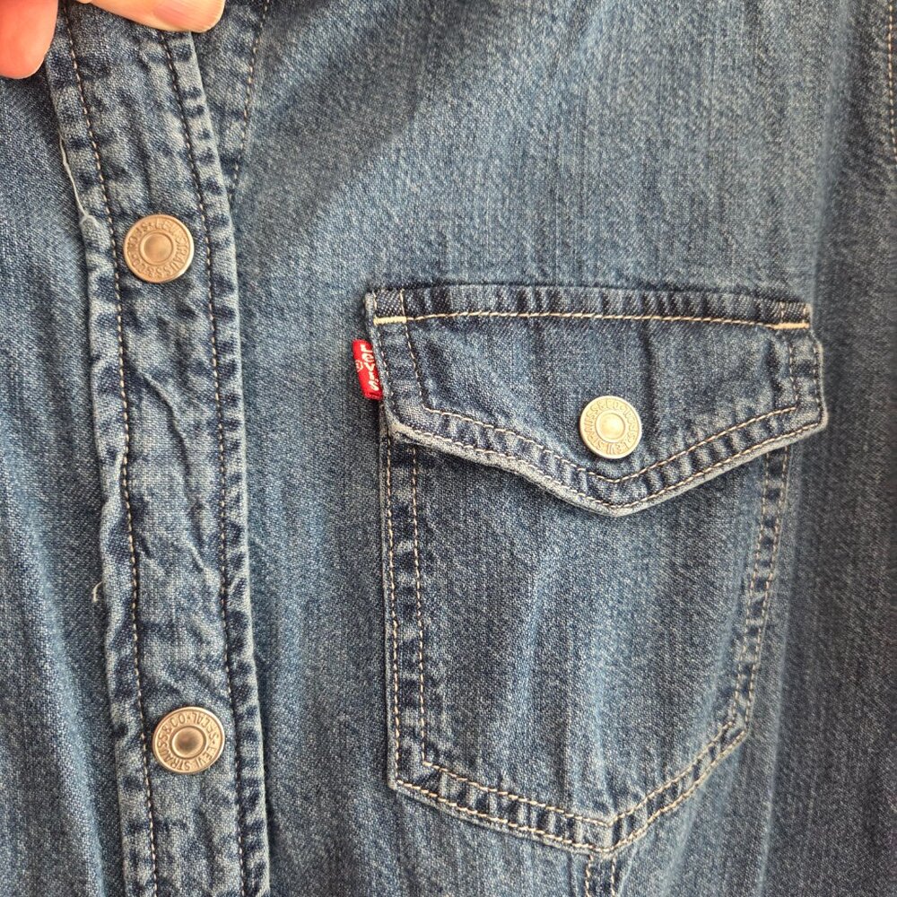 Levi's  | Classic Western Denim Snap Front Shirt Dress | Size XL - Picture 3 of 10